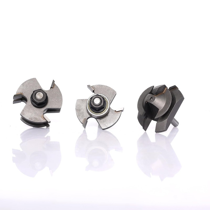 3PCS Tongue and Groove Router Bit Set 1/4 Shank +