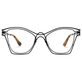 Zeelool Chic Metal Cat Eye Glasses Frame with Non-prescription Clear Lens for Women Barajas ZJG969511, Black, Medium