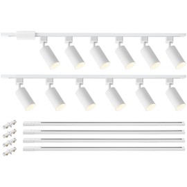 VANoopee 12 Light GU10 LED Track Lighting Kit with 13FT H Type Track Lighting Rail & Floating Canopy Connector, Modern Kitchen Track Lighting Fixtures Ceiling Spot Light, Track Heads White (No Bulbs)