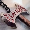 KindaCoolThings Metal Battle Axe Satirical Keychain / Pendant Live, Laugh,
