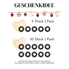 Set of 10 - Black Spiral Hair Bobbles Made of 100% TPU - No Pull No Tangle - Elastic Hair Bands for Perfect Hold