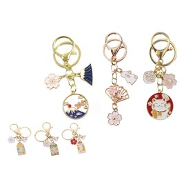 [villageriver] Japanese Souvenir Keychain for Foreigners, Mt. Fuji, Cherry Blossoms, Maneki Neko, Set of 3 Fuji, S