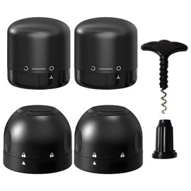 4 Pieces of Locking Wine Stoppers, 1 Piece of Wine Opener, Sealed Champagne Stopper, Mini Fresh-Keeping Wine Stopper, Leak-Proof Fresh-Keeping Wine Stopper, Rotating Lock Sealing Stopper