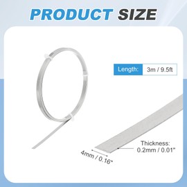 sourcing map Nichrome Flat Heater Wire 9.5ft(3meters) x0.2mmx4mm High Temp Wire for Heating Elements, DIY Craft, Black and Silver