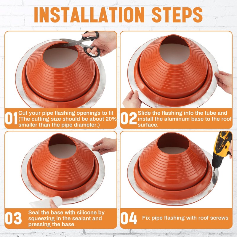 Yaocom 1 Piece #7 Pipe Flashing Boot for Pipe OD