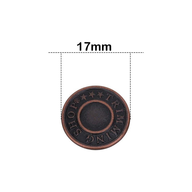 Trimming Shop 17mm Brass Jeans Button, Durable Tack Fastener Buttons