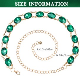 Haakong Green Chain Belt for Women Western Metal Belt Cowgirl Waist Chain Belt for Dresses Jeans (Green)