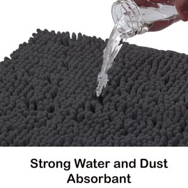 Pinkfairy Luxury Loop Chenille Bath Mat Sets - 2 Piece for Bathroom | Slip-Resistant Bath Mats Rugs, Extra Soft and Absorbent Toilet Anti Slip Shower & Bathtub Rug Sets (Dark Grey)