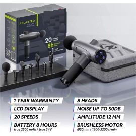 Relaxteo Percussion Muscle Massage Gun 100W 2500mAh Handheld Massage Gun