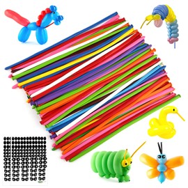 Deepton Modelling Balloons, Pack of 100 Balloons, Long Malleable, Balloons Animal Shapes with 2 Stickers, Long Balloons for Shaping, Colourful Balloons for Party, Wedding, Birthday Decoration