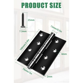 Heavy Duty Door Hinges Black 4 Inch (100mm), Bolatus Heavy Duty Ball Bearing Hinges Stainless Steel Door Hinge for Wooden Doors(1Pairs)