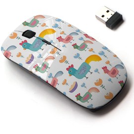 2.4G Wireless Mouse with Cute Pattern Design for All Laptops and Desktops with Nano Receiver - Cartoon Chicken Cute Patterns