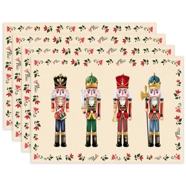 Bseical Set of 4 Christmas Place Mats, 30 x 45 cm, Christmas Place Mats, Washable, Linen Christmas Place Mats for Kitchen, Party Decoration (A)