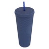 Coffee Tumbler with Lid and Straw Matte Dark Blue Double