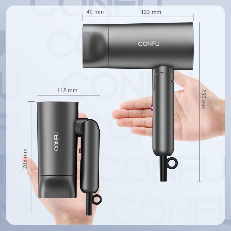 CONFU ドライヤー 1200W ヘアドライヤー 折り畳み式 大風量 速乾 高濃度マイナスイオン 静音 軽量