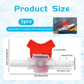 2PCS 1/2-Inch Barbed Ball Valve, Drip Irrigation Barbed Valve,1/2 Inch Id In-Line Ball Valves Hose Shut off Valves for Drip Irrigation and Aquariums Regulate Water Flow