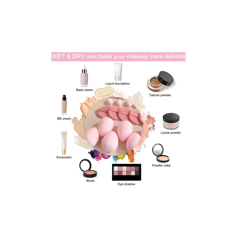 Juego De 50 Borlas De Maquillaje En Polvo De Doble