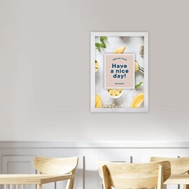 Europel lightweight folding frame DIN A4 matt white, powder-coated, easy-click system, profile 25 x 11 mm, anodised aluminium and anti-glare protective film, outer dimensions 241 x 328 mm, grey polystyrene back