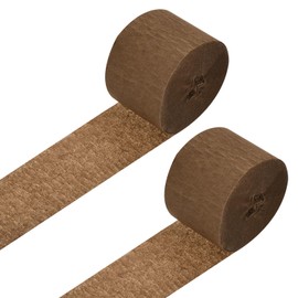 Rebower Crepe Paper Roll, Brown Crepe Paper Streamers Sheets, [for Party Streamer Decorations, Birthday Party] - 1.8 Inch x 82 ft / 2 Roll