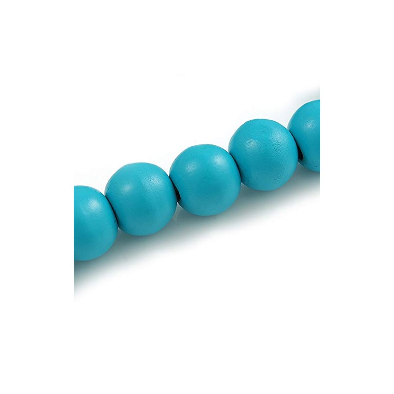 Avalaya Chunky Style Pastel Teal Blue Round Bead Wood Flex