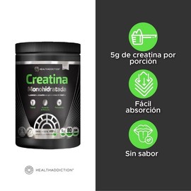 Suplemento alimenticio Healthaddiction Polvo de creatina monihidrata 400g