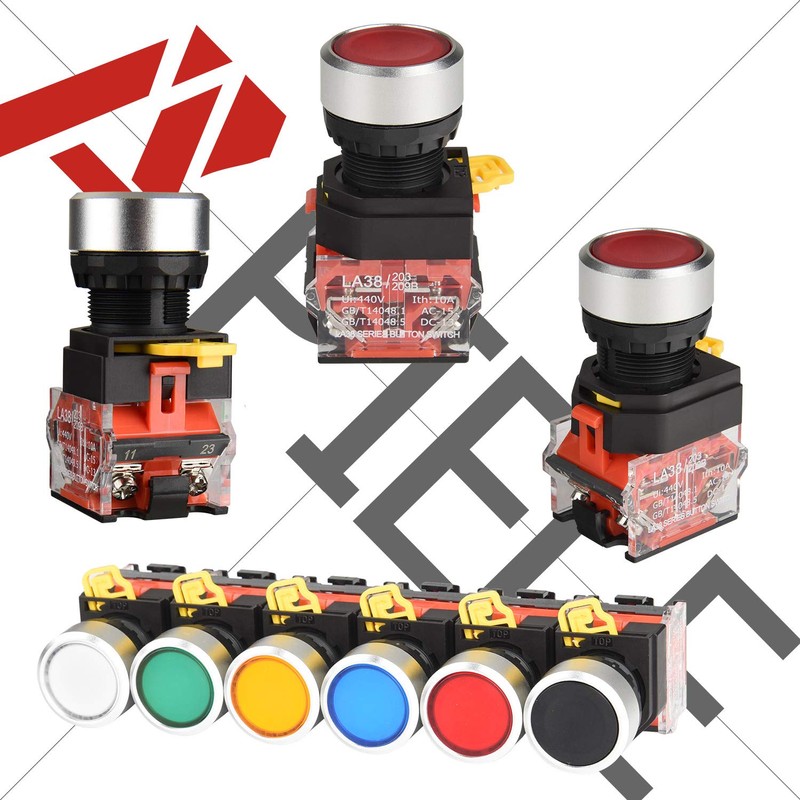 APIELE 22MM Momentary Push Button Switch 1NO 1NC Metal Head