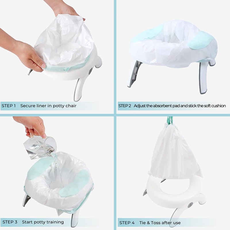 Disposable Potty Liners with Absorbent Pads – 30 Counts, Leak-Proof