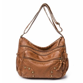 LassZone Crossbody Bag for Women Multi-Pocket Satchel Purse Ladies Soft Leather Handbag Waterproof Shoulder Bag Messenger Bags for Travel Shopping Daily Use