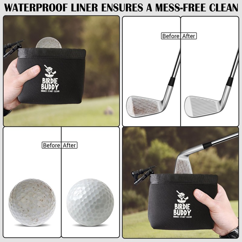 Birdie Buddy Golf Club Washer Bag with Retractable Brush –