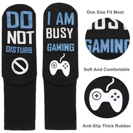 Do Not Disturb I'm Gaming Socks, Novelty Funny Gamer Gifts for Men Women Kids Teen Boys Son Boyfriend Husbands Dad Game Lover (White and Blue3)
