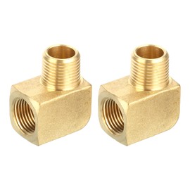 sourcing map Brass Pipe Fitting 90 Degree Barstock Street Elbow 3/8" NPT Pipe Connector for Gas, Air, Oil, Propane, 2pcs