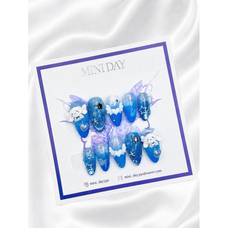 Cinnamoroll Dream Sky Handmade Nail Tips - Almond / 시나모롤