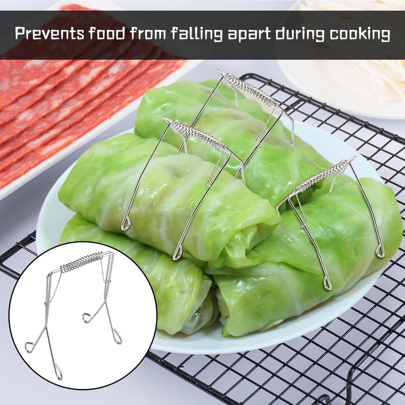 Pack of 10 roulade clips, roulade clips, stainless steel, cabbage