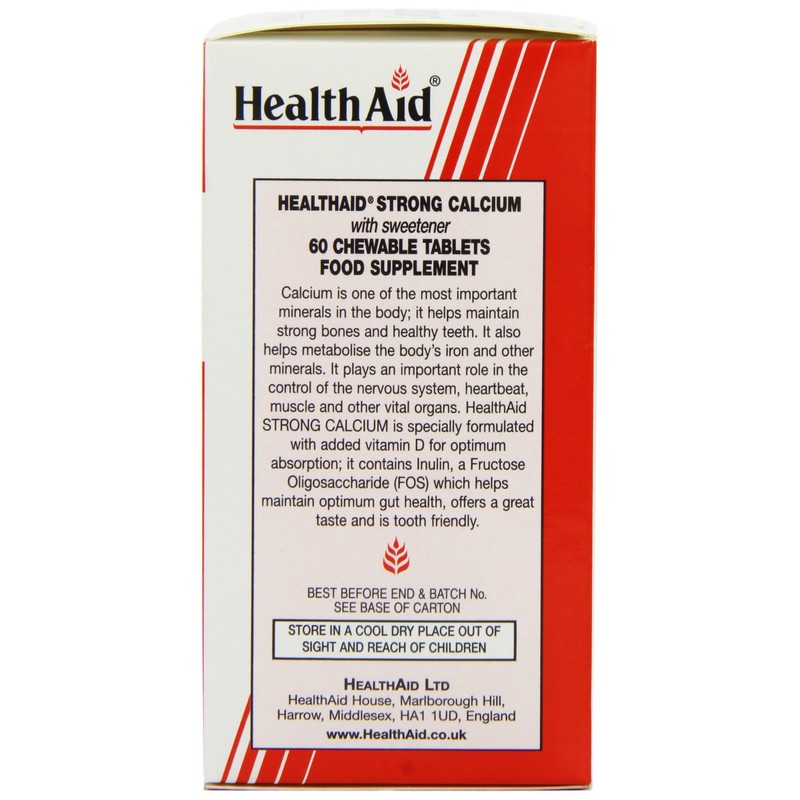 HealthAid Calcium 600mg - Chewable - 60 Vegetarian Tablets