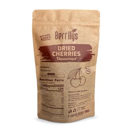 Berrilys Dried Dark Sweet Cherries, No Added Sugar, 10 oz, Pitted, Unsulfured, Sweet Cherry, Unsweetened, No Preservatives, Non-GMO, Kosher