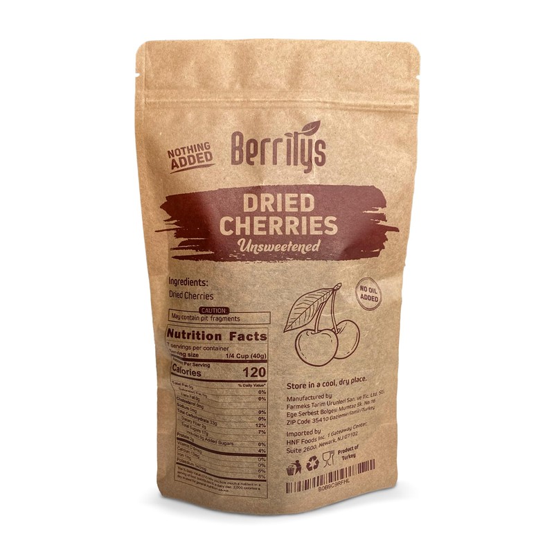 Berrilys Dried Dark Sweet Cherries, No Added Sugar, 10 oz,