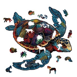 Nestologi Wooden Puzzle for Adult, Sea Turtle Wooden Jigsaw Adult Puzzle, Unique Animal Puzzle, Creative Gift for Family Friend Birthday Turtle Puzzle 150 Pieces Large 5 Hours to Complete