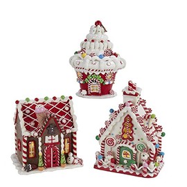 Kurt Adler Battery-Operated Lighted Gingerbread Houses, 3 Assorted