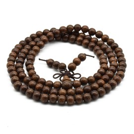 Zen Dear Unisex Natural Silkwood Tibetan Buddhism Meditation Prayer Bead Necklace Japa Mala Beads Bracelets, Wood, wood