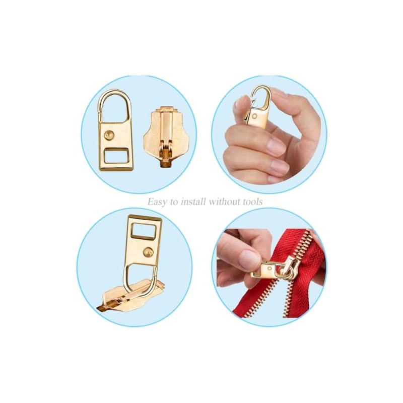 Zipper Pull Replacement,6 Pcs Metal Zipper Repair Tab for Luggage