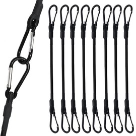 8 Pack Bungee Cord with Hooks, 12 Inch Adjustable Heavy Duty Carabiner Bungee Cord with Black Bungee Straps & Hooks, High Break Strength for Outdoor Luggage Rack, Cargo, Hand Carts, Bike, Camping Gear