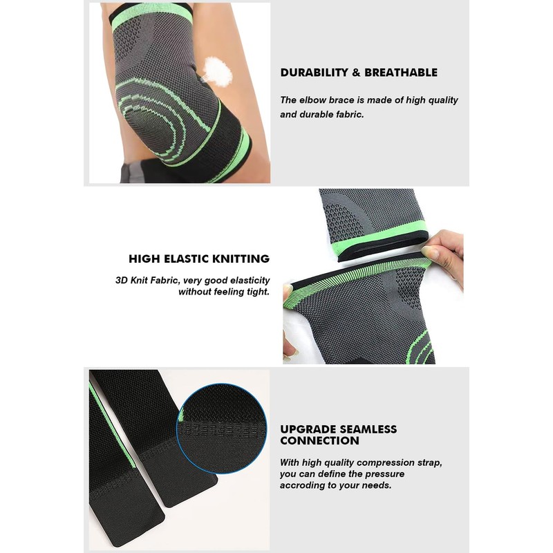 Vivva Elbow Brace with Strap for Tendonitis 1 Piece, Tennis