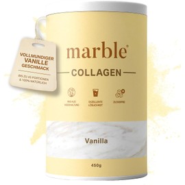 marble Collagen Powder 450 g - Collagen Peptides - 60 Days Risk-free Test - Amino Acids Complex High Dose - Collagen Powder in Cardboard Box without Plastic Spoon - Vanilla