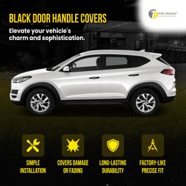 Trim Illusion Snap On Gloss Black Car Door Handle Cover Trim Compatible with Hyundai Tucson 2016-2021 with or Without Smart Key, DH6297BLK