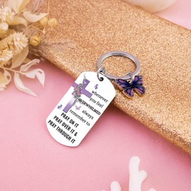 Ibiwe Christian Gifts for Women Faith Spiritual Keychain Purple Butterfly Gifts for Women Religious Inspiration Gift From Sister Friends Confirmation Spiritual Gift Keyring Pray Jewelry