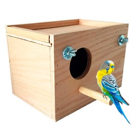 Nido para Periquitos Australianos y Similares de Madera Natural | Nido para Aves con Refuerzo de Alta Calidad | 100% Natural - No Tóxico y Seguro | Me