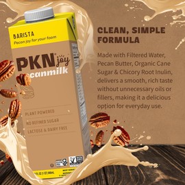 PKN Barista-Style Pecan Milk, 32 Fl Oz (Pack of 6) – Dairy-Free, Vegan, Non-GMO, No Seed Oils, Plant-Based Milk for Coffee, Frothing & Lattes, Clean Ingredient Nut Milk