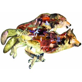 Wolf on The Run Shaped 1000pc Jigsaw Puzzle by Dennis Rogers