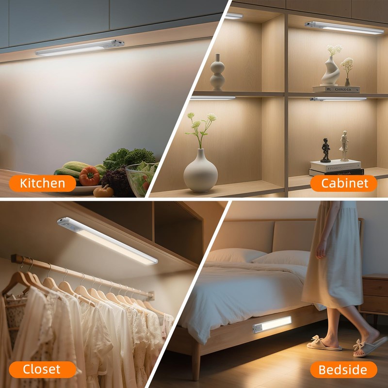 Under Cabinet Lighting Wireless, Rechargeable Motion Sensor Light Indoor, 3