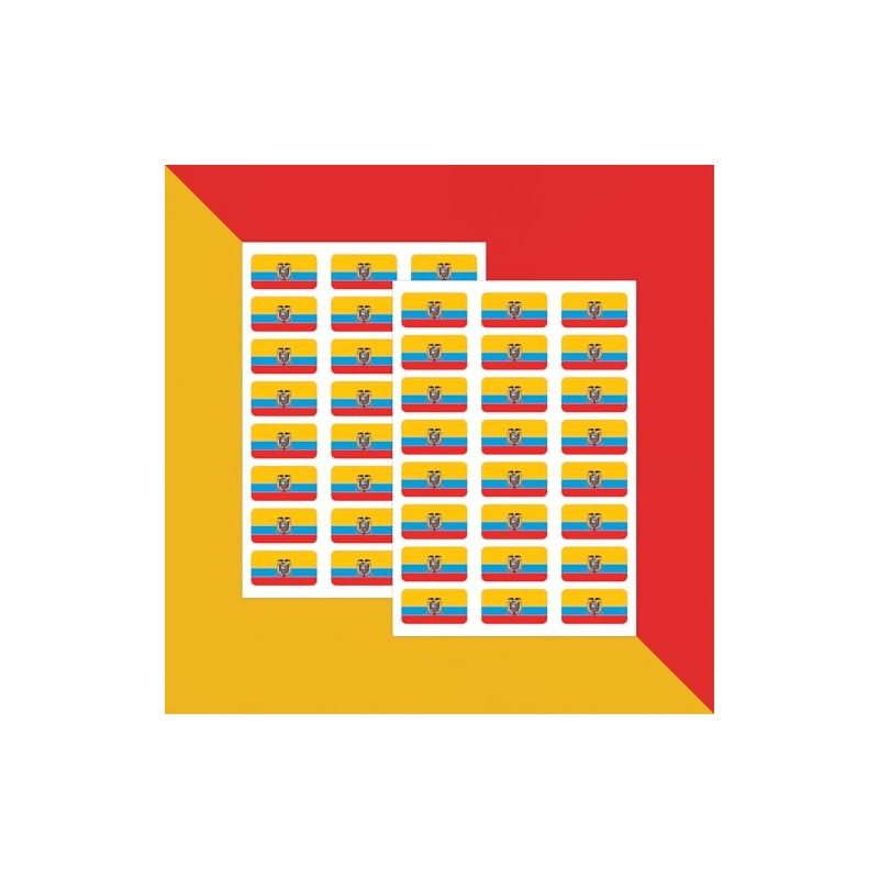 PAPERZIP - Ecuador Flags (Bandera de Ecuador) – 48 Stickers